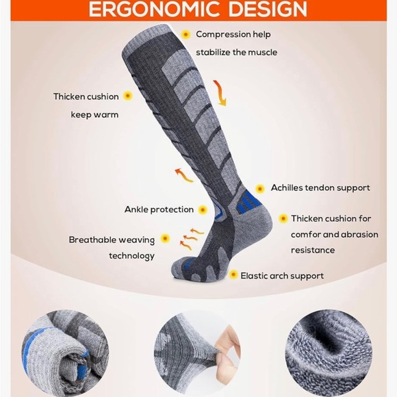 WEIERYA Ski Socks XL Retro Blue NEW 2 - Picture 2 of 6